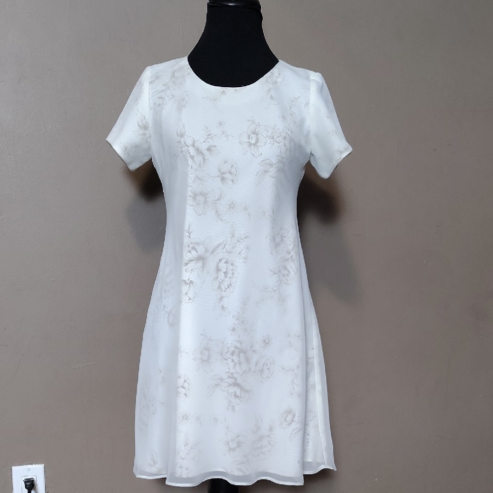 Jessica Howard Petite Flowered Dress W Sheer Attached Cover Dress Size Apprx S